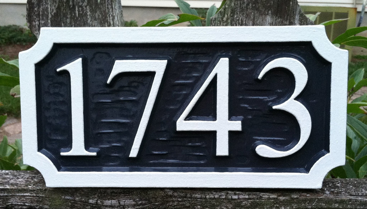 Custom House Number Sign - Rectangle with Scalloped Corners- up to 4 Numbers (A50) - The Carving Company
