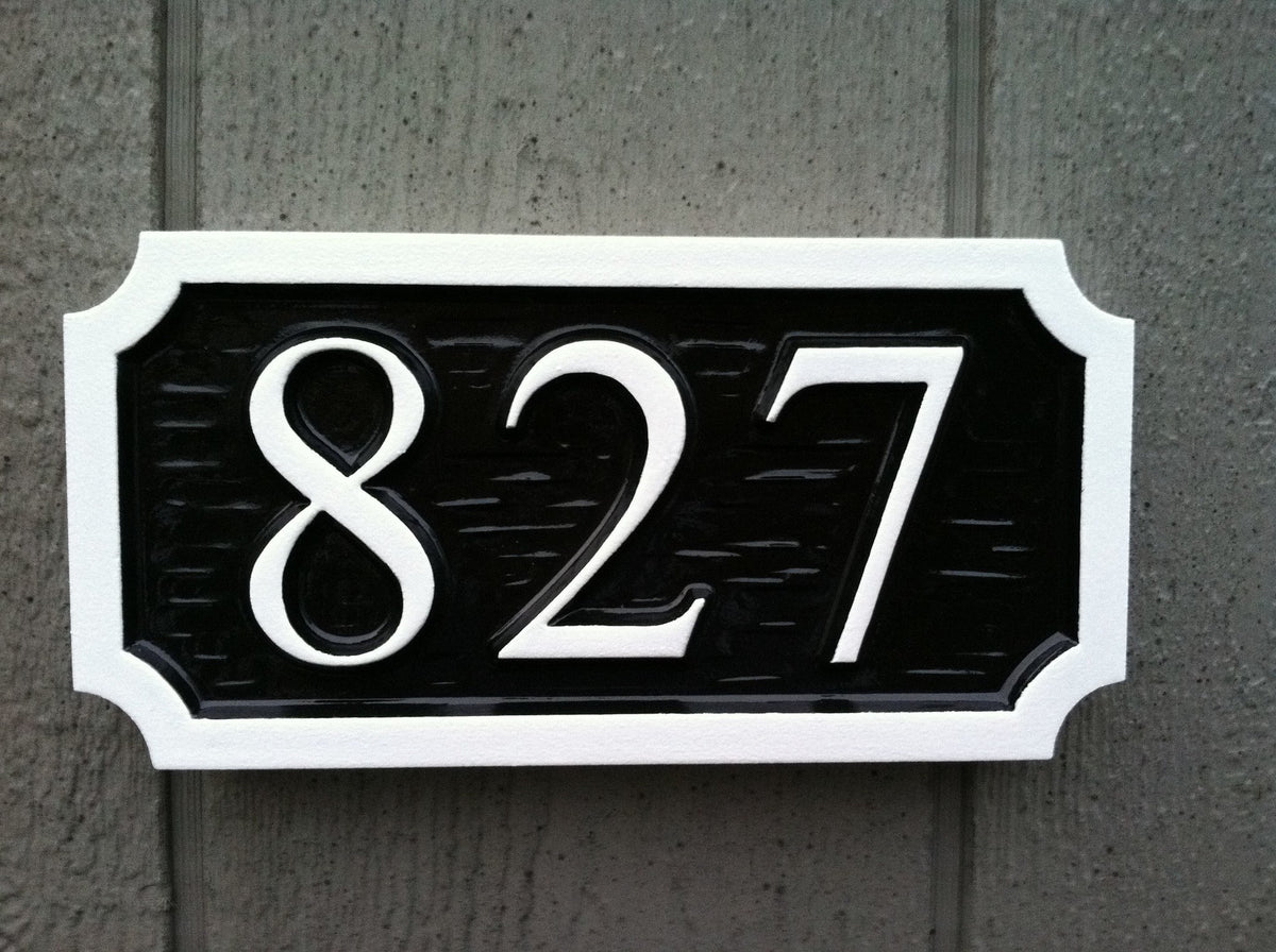 Custom House Number Sign - Rectangle with Scalloped Corners- up to 4 Numbers (A50) - The Carving Company