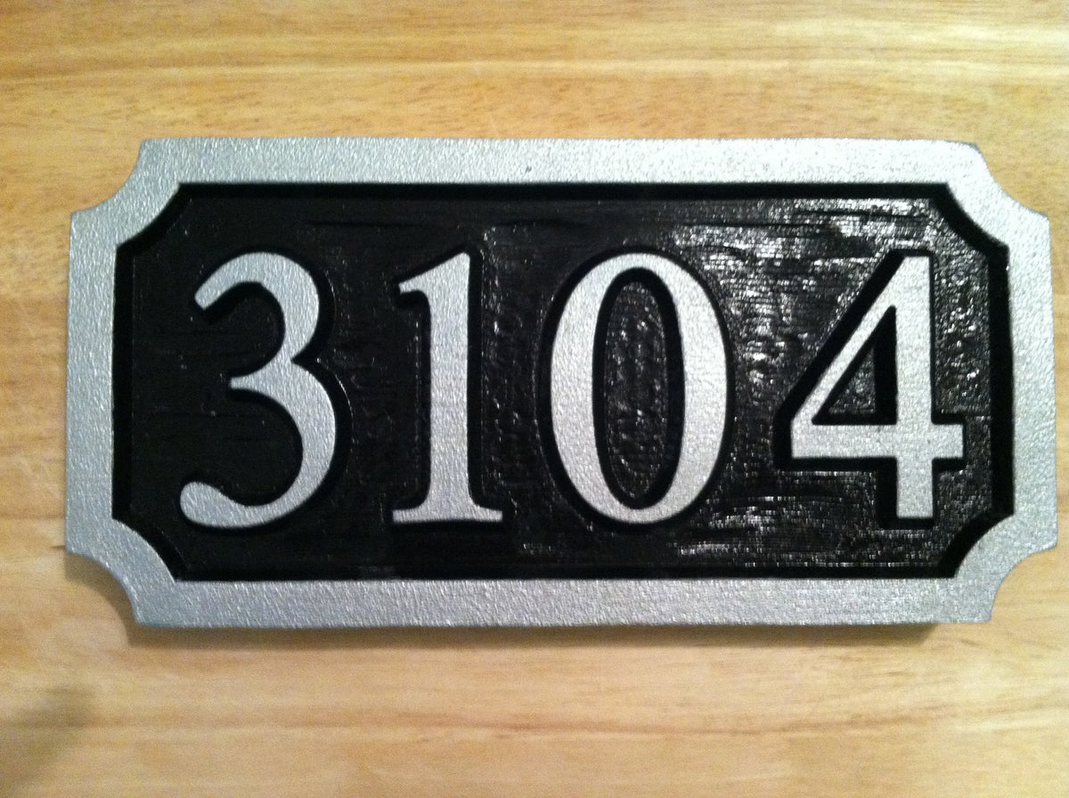 Custom House Number Sign - Rectangle with Scalloped Corners- up to 4 Numbers (A50) - The Carving Company