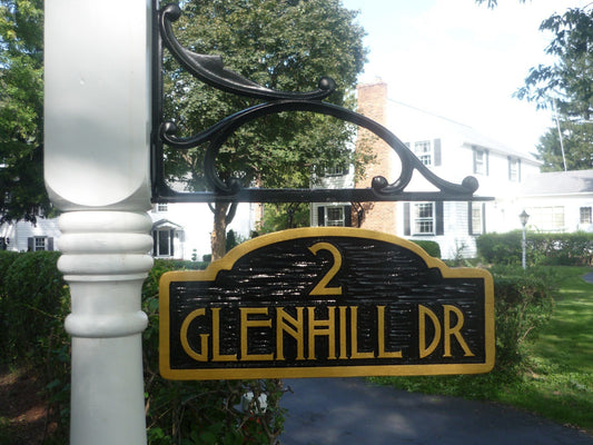 Customized House number sign with Street Address - Craftsman style (A1) - The Carving Company