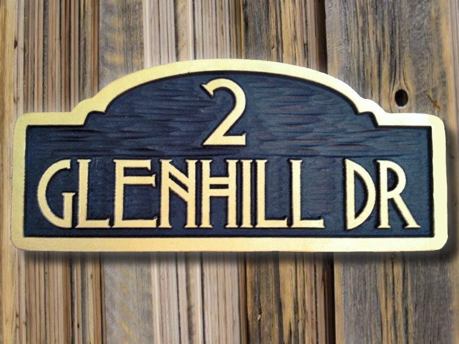Customized House number sign with Street Address - Craftsman style (A1) - The Carving Company
