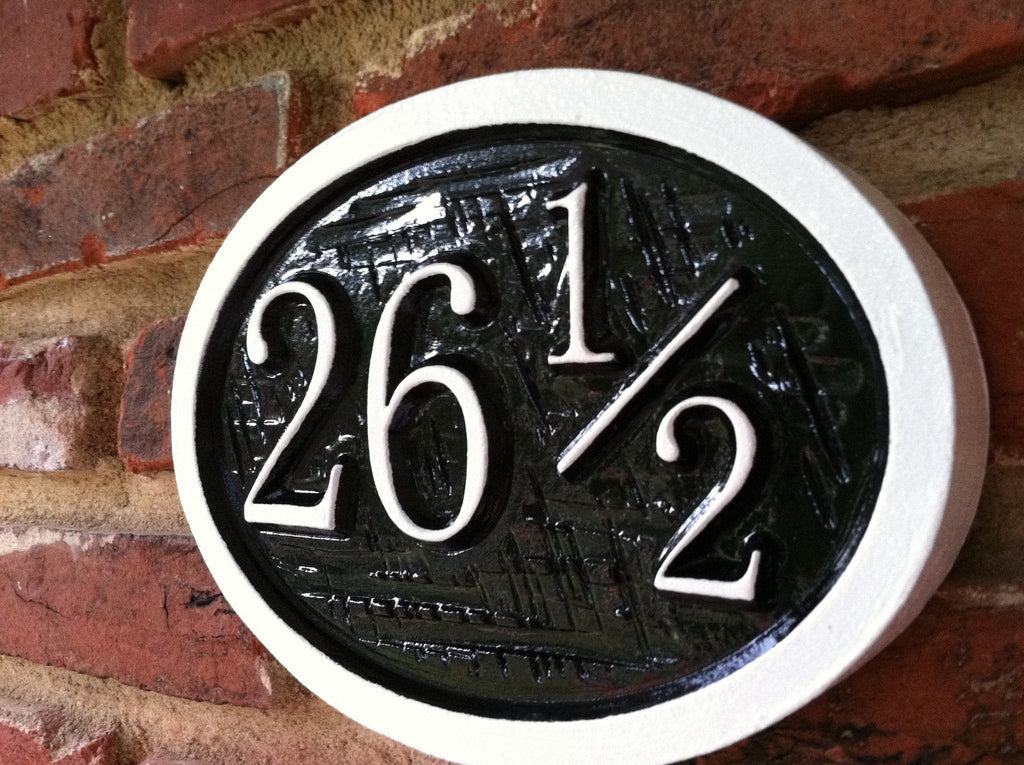Customized Oval Street Number sign with 1/2 half number  (A26) - The Carving Company