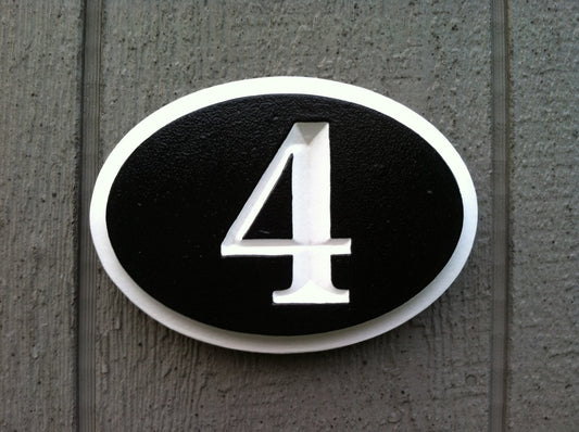 House Number Plaque - V-Carved Oval  (A402) - The Carving Company