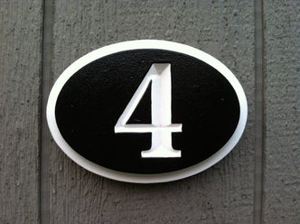 House Number Plaque - V-Carved Oval  (A402) - The Carving Company