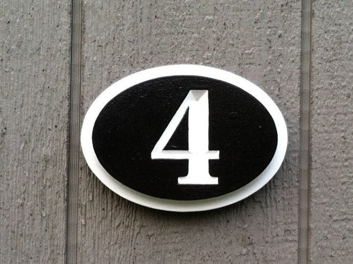 House Number Plaque - V-Carved Oval  (A402) - The Carving Company