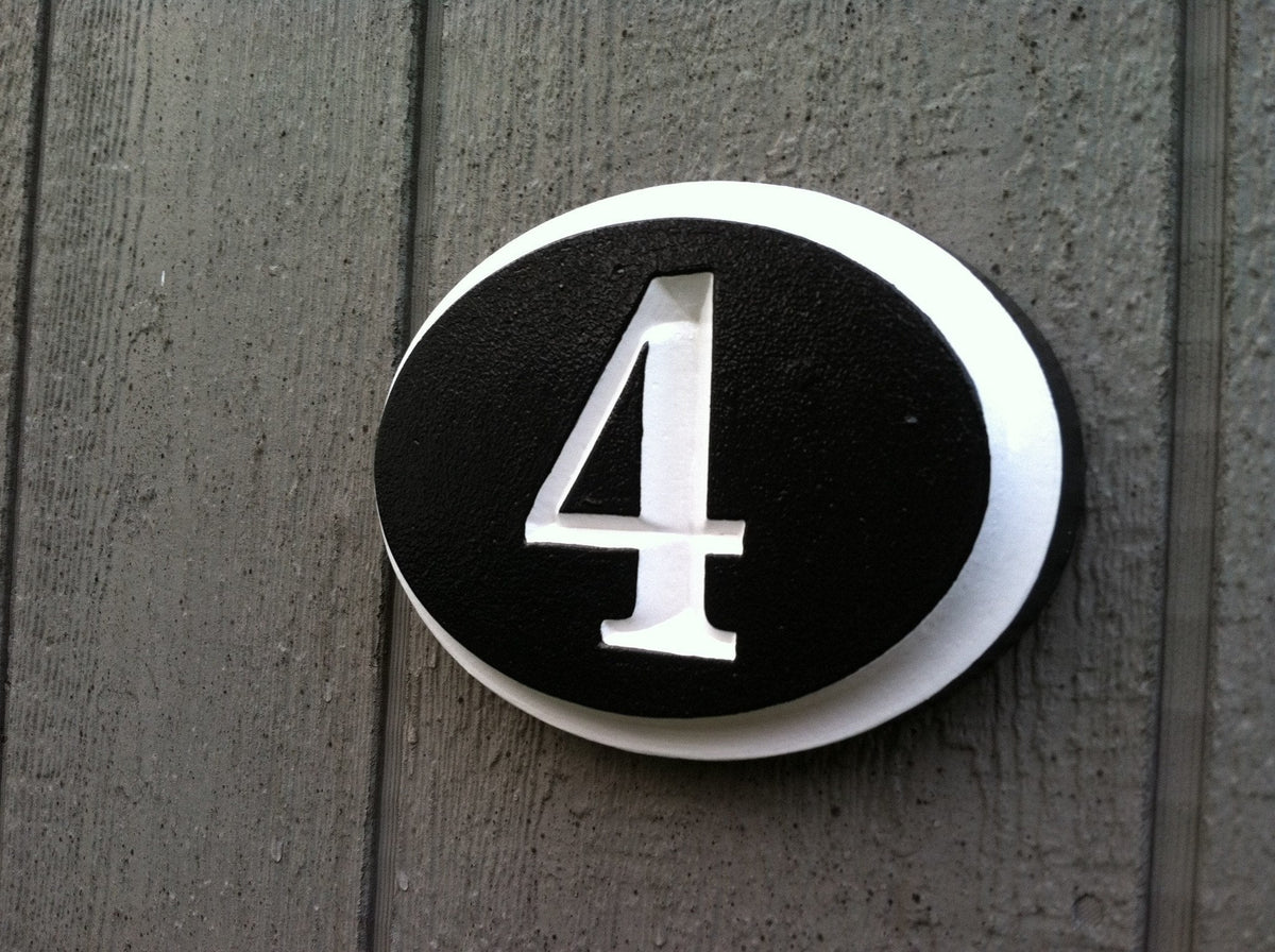 House Number Plaque - V-Carved Oval  (A402) - The Carving Company