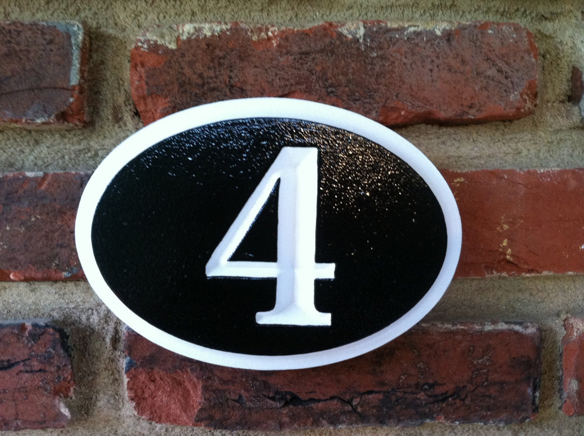 House Number Plaque - V-Carved Oval  (A402) - The Carving Company