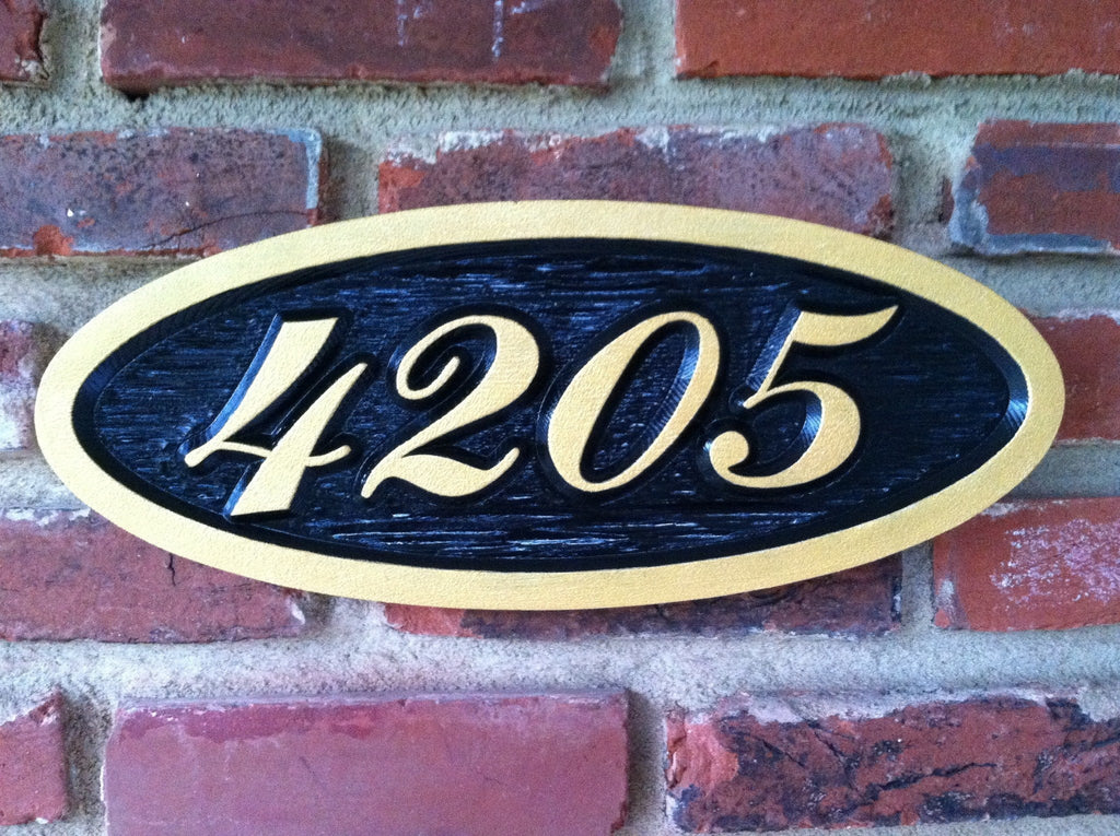Made to Order- Custom Carved Oval House number  (A32) - The Carving Company