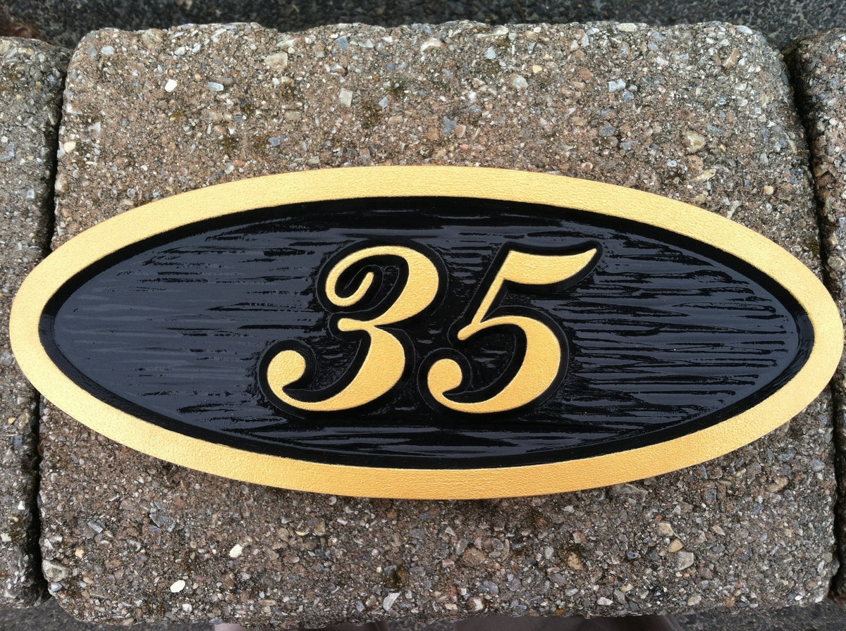 Made to Order- Custom Carved Oval House number  (A32) - The Carving Company