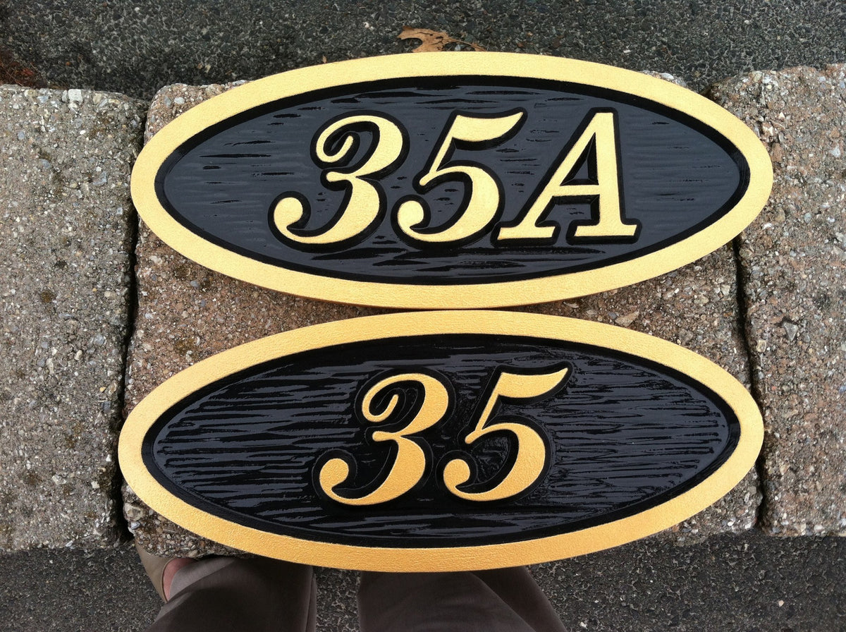 Made to Order- Custom Carved Oval House number  (A32) - The Carving Company