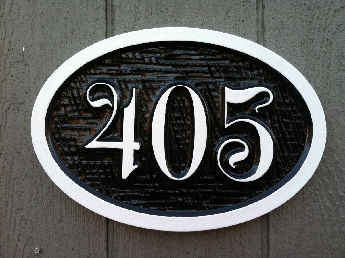 Made to order Custom Carved Street Address sign / House Marker (A113) - The Carving Company