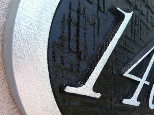 Oval House Number Sign with Cross Hatched Texture (A38) - The Carving Company