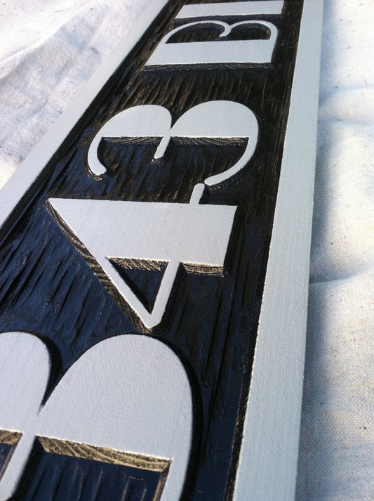 Personalized Address Sign with Broadway Style Font (A52) - The Carving Company