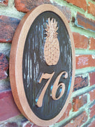 Custom Carved House Number with Pineapple Sign (A37) - The Carving Company