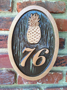 Custom Carved House Number with Pineapple Sign (A37) - The Carving Company