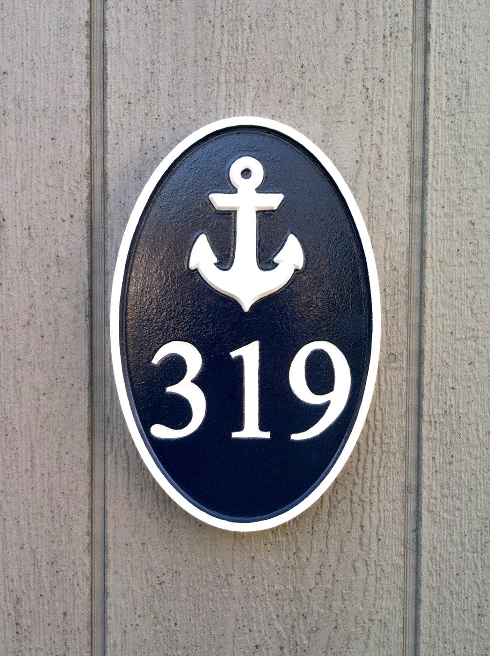 House number sign with anchor or other stock image weatherproof (A312) - The Carving Company