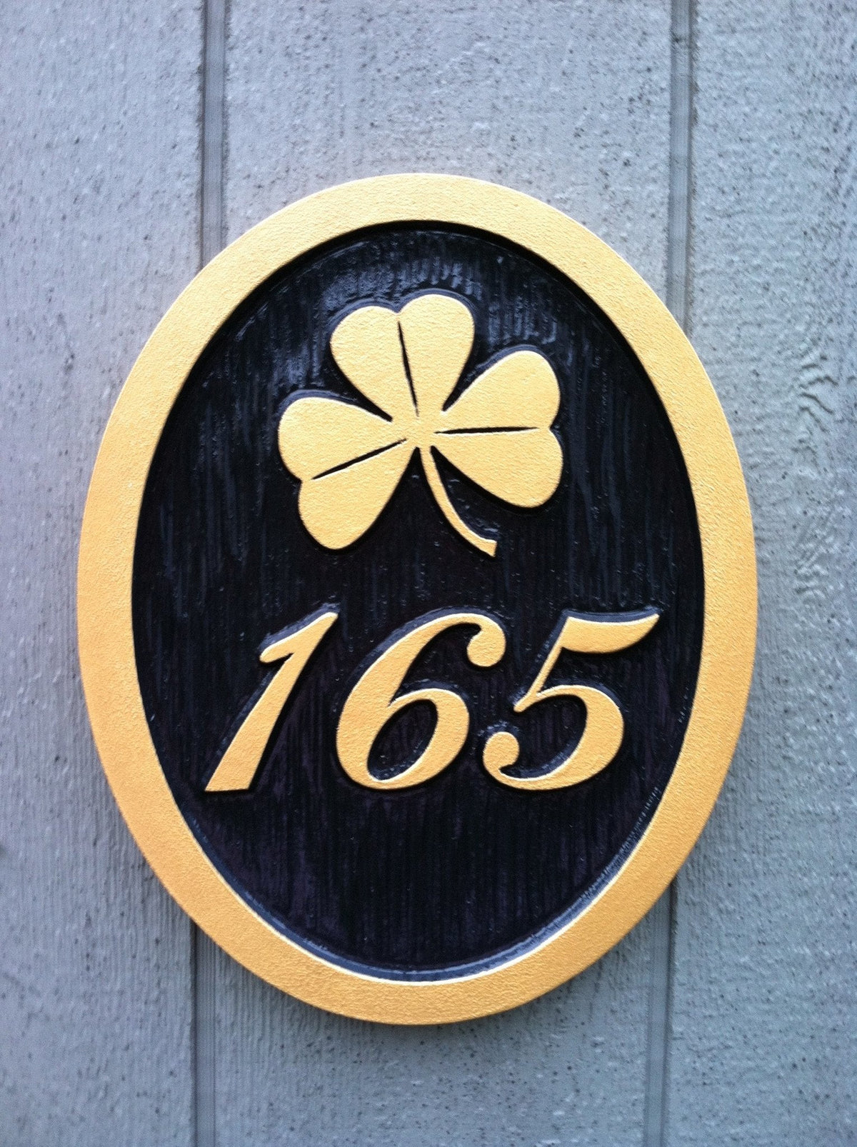 3 Digit Custom House Number with Shamrock or other image (A8) - The Carving Company