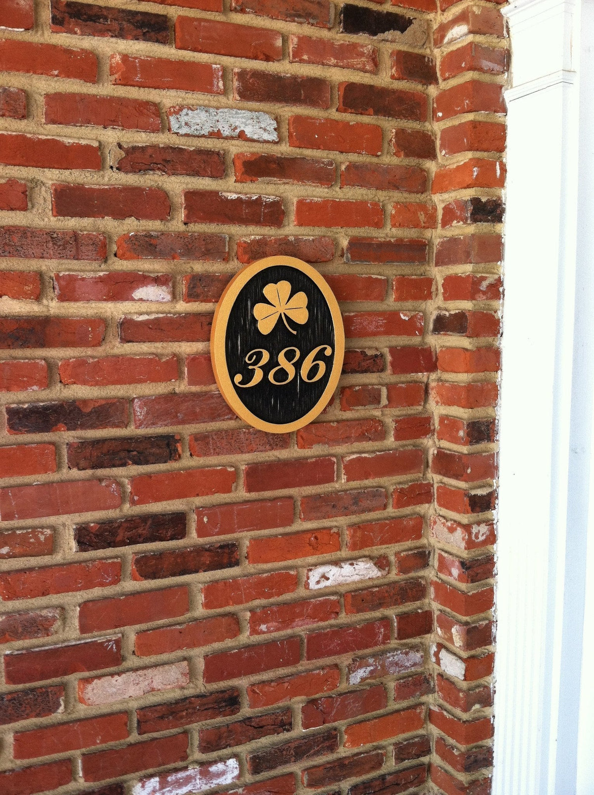 3 Digit Custom House Number with Shamrock or other image (A8) - The Carving Company