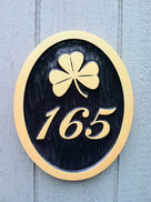 3 digit specialty house number sign with shamrock Irish theme