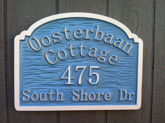 Custom Carved Cottage Street Address with Last Name Entry Way Sign (LN12) - The Carving Company