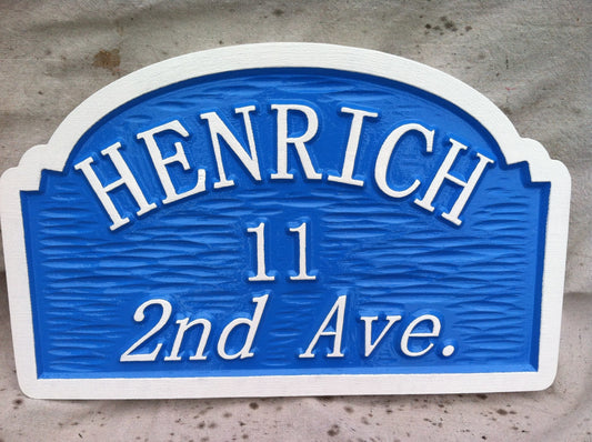 Peronalized Carved Street Address sign with Family Name (A15) - The Carving Company