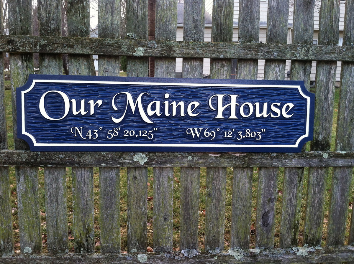 Custom  Quarterboard sign - Add your name or place and coordinates (Q6) - The Carving Company