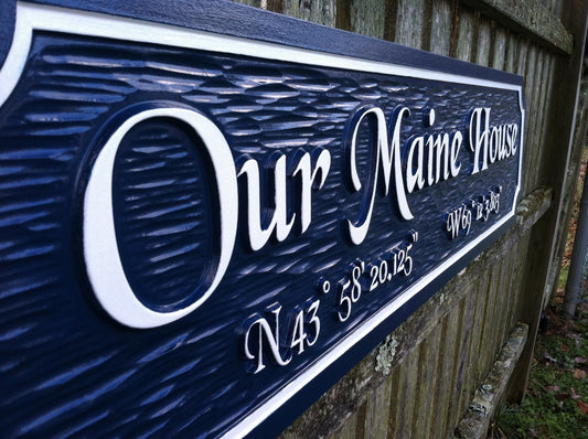 Custom  Quarterboard sign - Add your name or place and coordinates (Q6) - The Carving Company