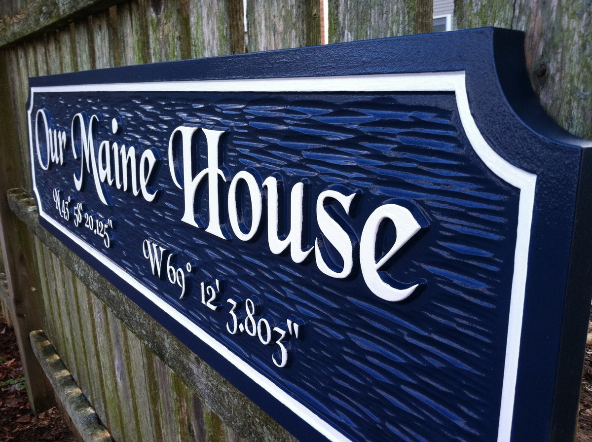 Custom  Quarterboard sign - Add your name or place and coordinates (Q6) - The Carving Company