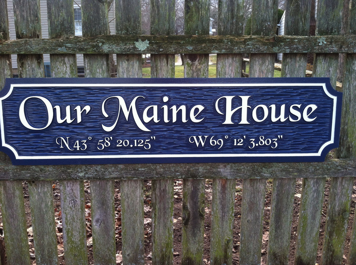 Custom  Quarterboard sign - Add your name or place and coordinates (Q6) - The Carving Company