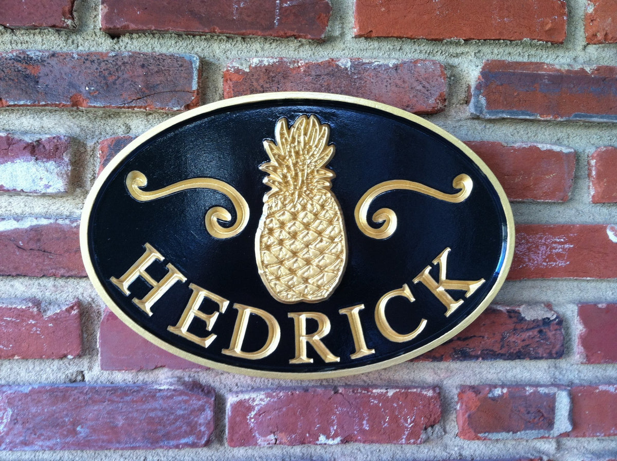 Family Entrance Welcome Sign with Pineapple - Personalized (LN18) - The Carving Company