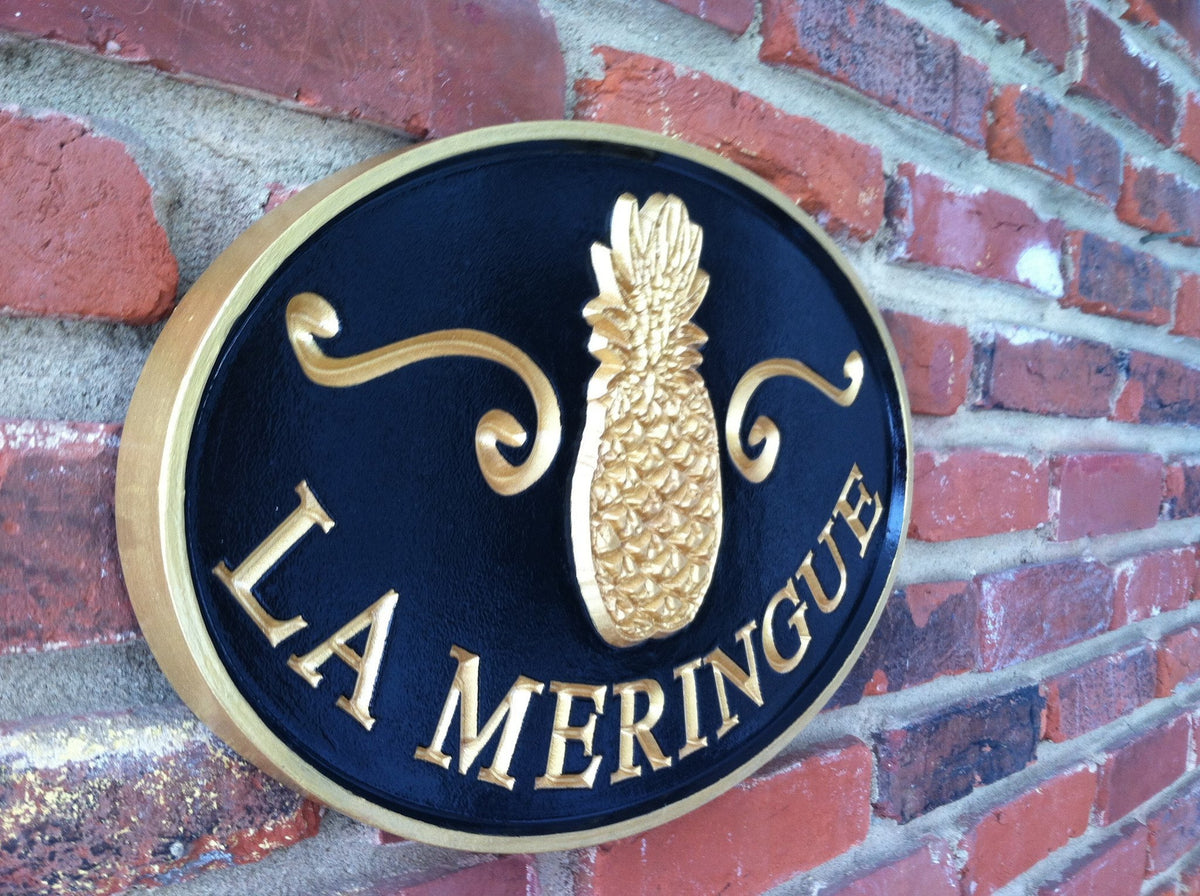 Family Entrance Welcome Sign with Pineapple - Personalized (LN18) - The Carving Company