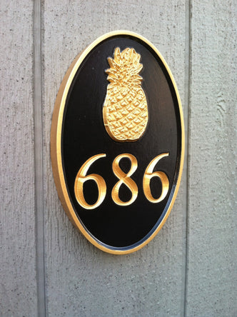 House number sign with pineapple or other stock image (A311) - The Carving Company