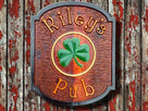 Personalized Cedar Bar Sign with shamrock (BP5) - The Carving Company