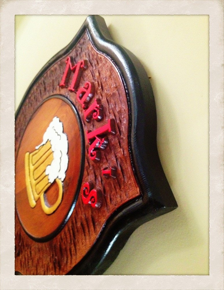 Custom Carved Cedar Bar Sign with Beer Stein (BP7) - The Carving Company