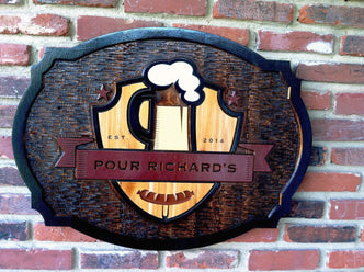 Custom Carved Bar-Pub-Tavern Sign - Cedar Stained and Painted (BP30) - The Carving Company