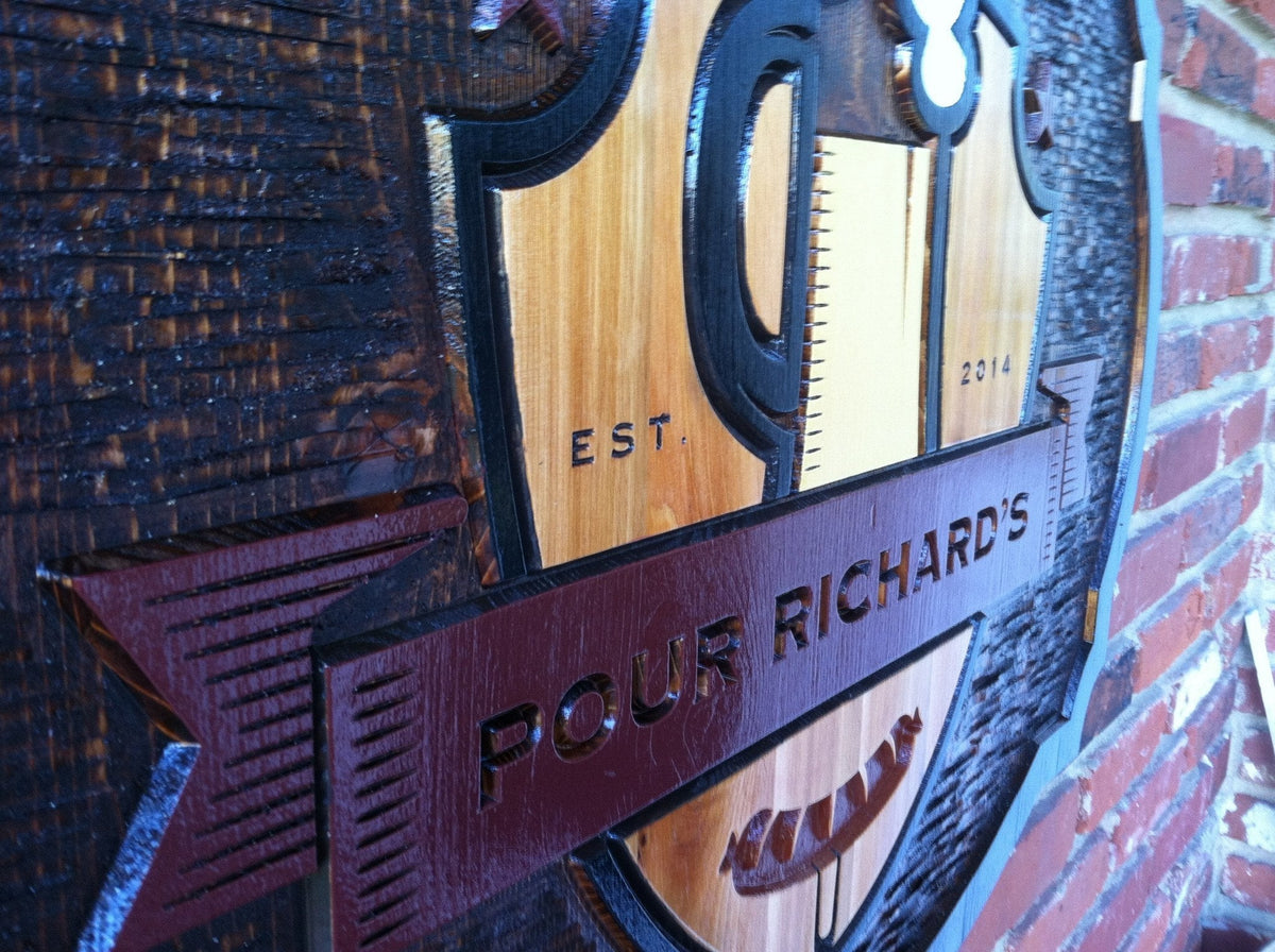 Custom Carved Bar-Pub-Tavern Sign - Cedar Stained and Painted (BP30) - The Carving Company