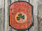Classic Cedar Carved Personalized Pub Sign with Shamrock (BP3) - The Carving Company