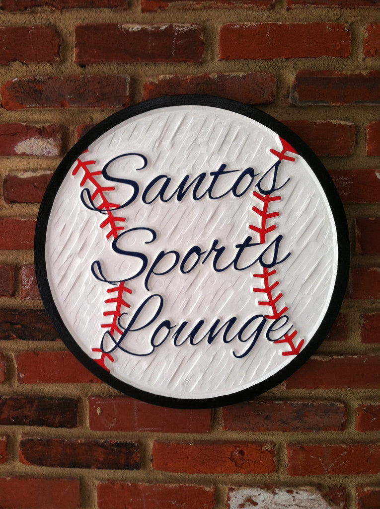 Personalized Baseball Bar Sign - Sports Bar Sign - Custom Carved Signs (BP1) - The Carving Company