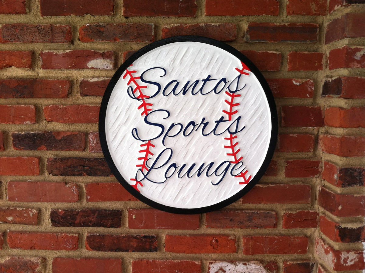 Personalized Baseball Bar Sign - Sports Bar Sign - Custom Carved Signs (BP1) - The Carving Company