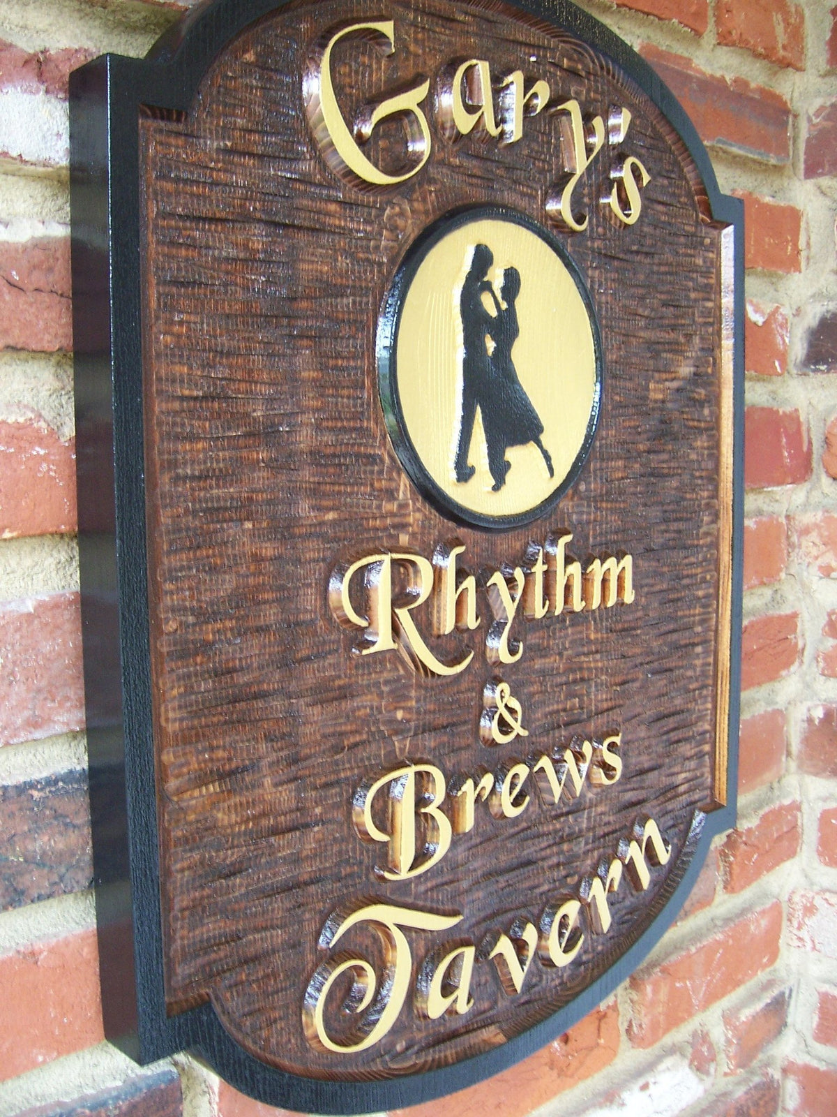 Custom Carved Pub Sign - Personalized Bar Sign with dancers - (BP28) - The Carving Company