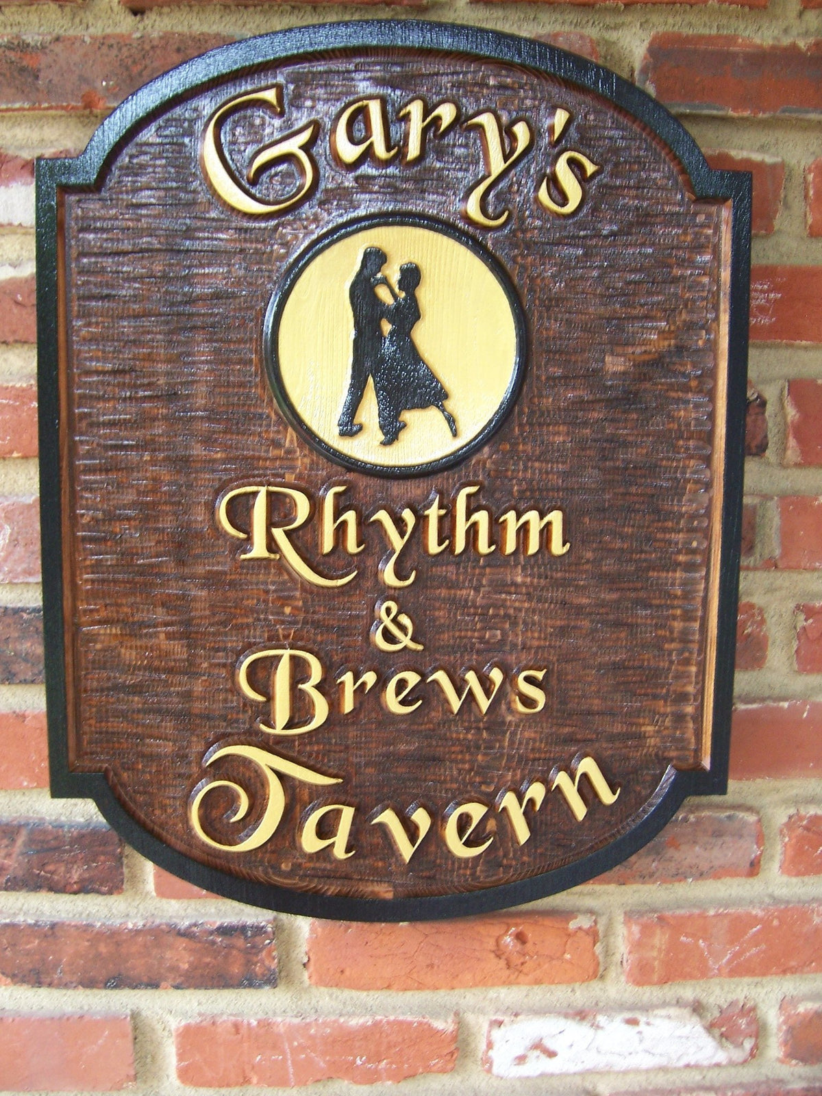 Custom Carved Pub Sign - Personalized Bar Sign with dancers - (BP28) - The Carving Company