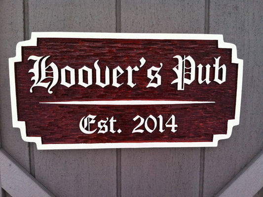 Custom Carved Wood Old English cedar Bar / Pub Sign  (BP44) - The Carving Company