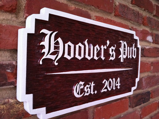 Custom Carved Wood Old English cedar Bar / Pub Sign  (BP44) - The Carving Company