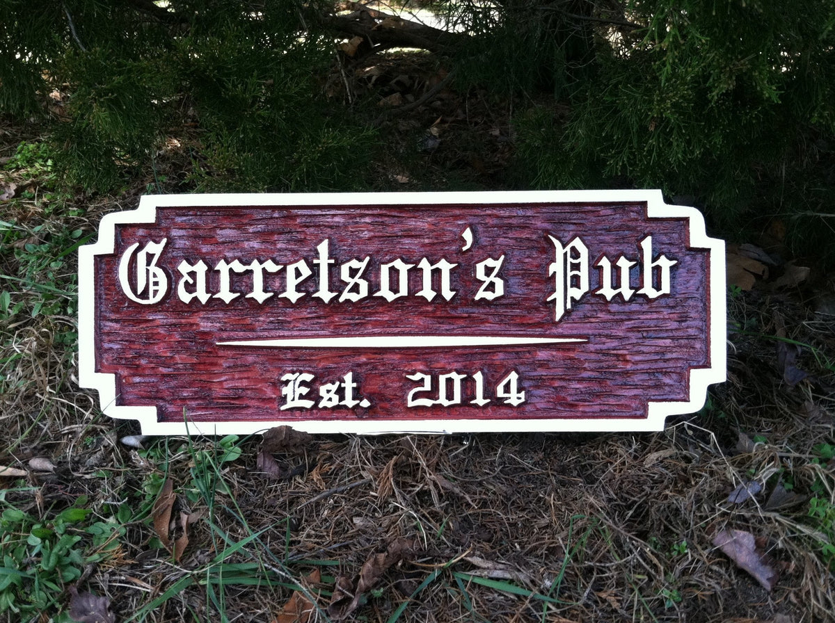 Personalized Old English Bar / Pub Sign with Established Date (BP35) - The Carving Company