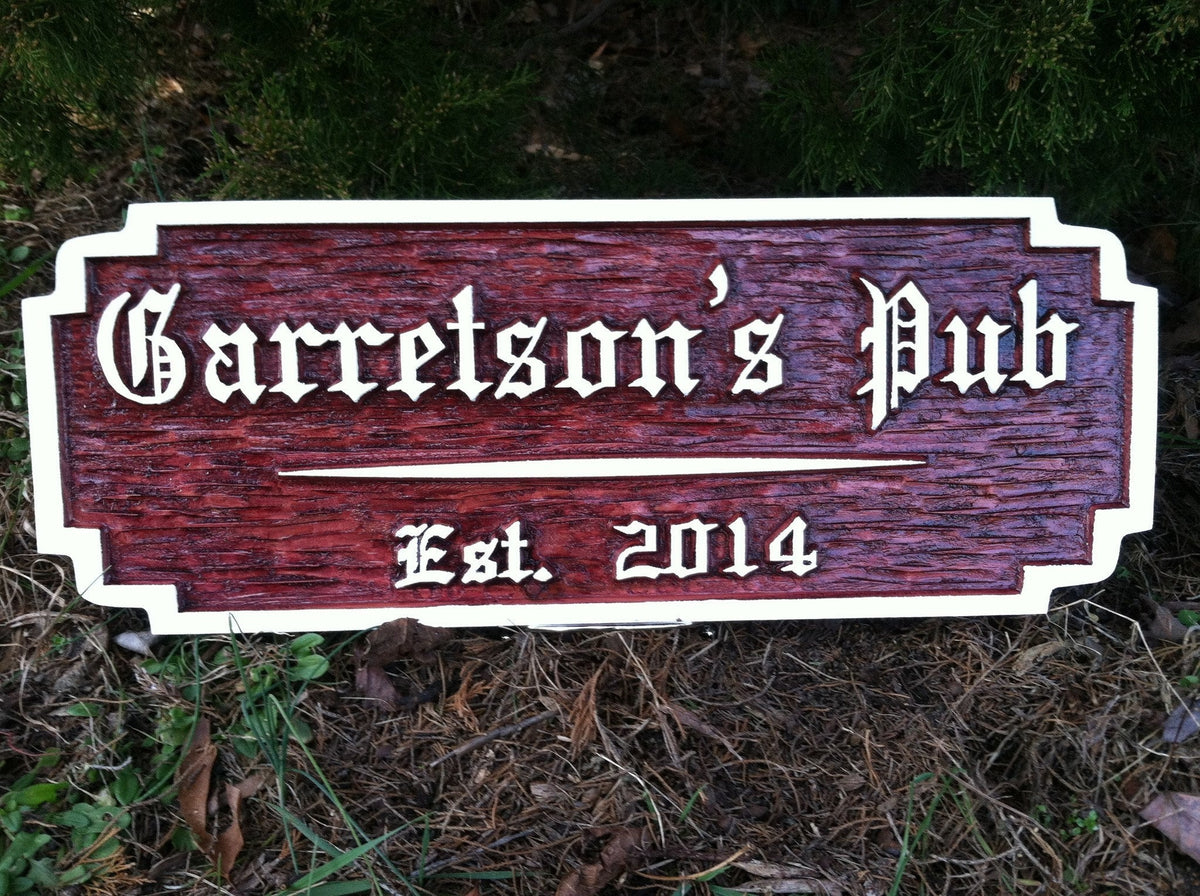 Personalized Old English Bar / Pub Sign with Established Date (BP35) - The Carving Company