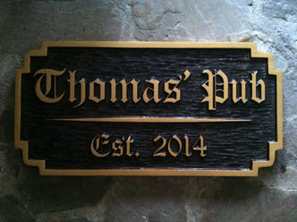 Personalized Old English Bar Sign with Est. Date (BP36) - The Carving Company
