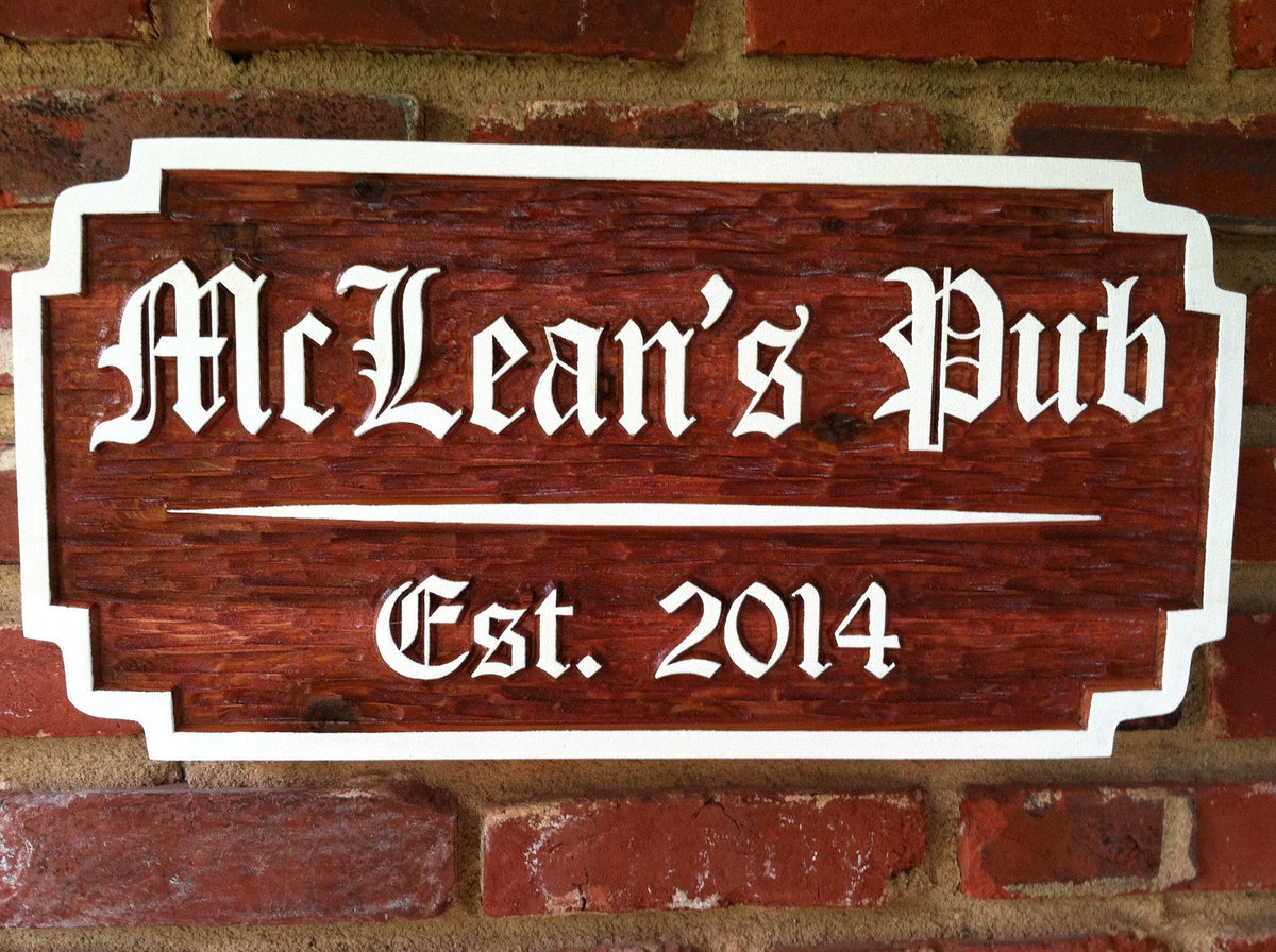 Personalized Old English Bar Sign with Est. Date (BP36) - The Carving Company