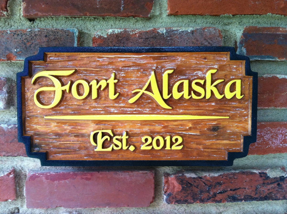 Personalized Cedar Bar Sign with Est. Date (BP11) - The Carving Company