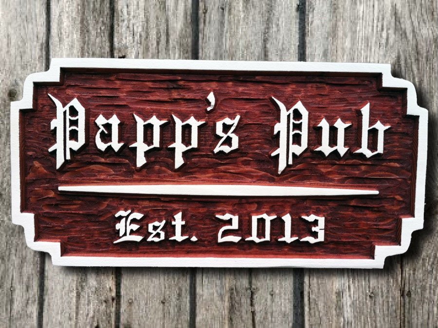Old English Pub Sign - Custom Carved Cedar Sign (BP6) - The Carving Company