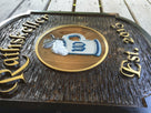 Custom Carved Cedar Pub Sign - German themed with Hand Painted Beer Stein (BP47) - The Carving Company